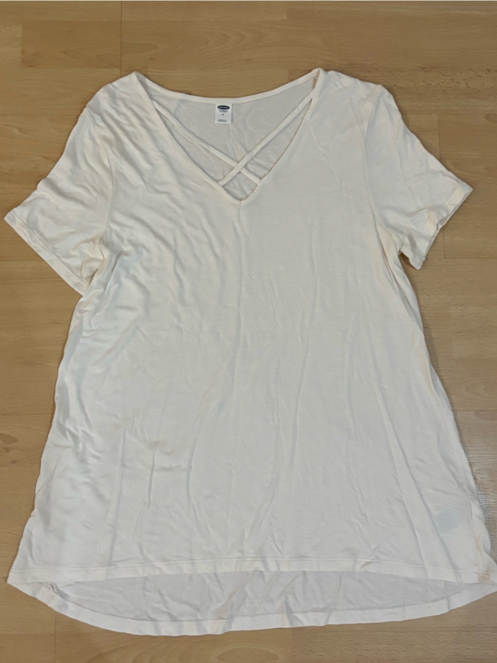 Old Navy White Short-Sleeve V-Neck Tee with Crisscross Detail